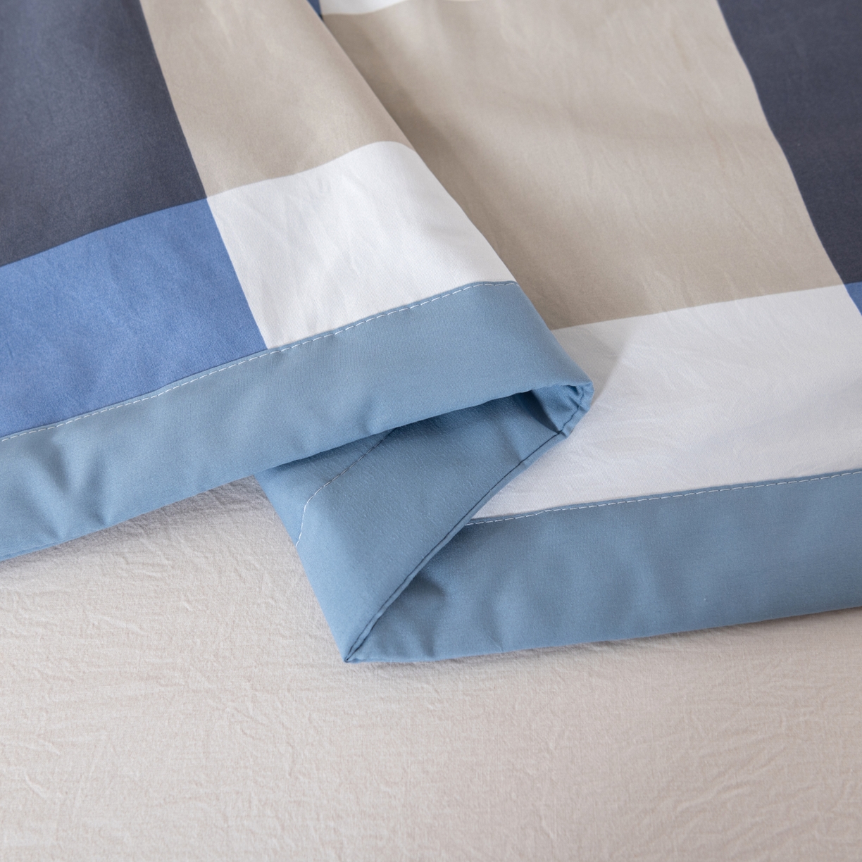 91家纺网 家纺一手货源 找家纺 佳轩家纺 2026新款色织水洗棉棉花夏被夏凉被空调被 蓝大格