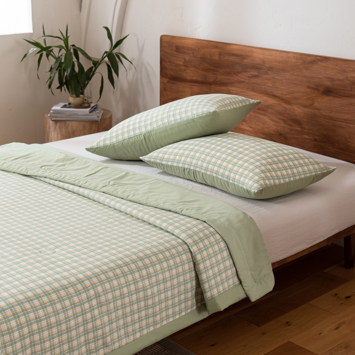 91家纺网 家纺一手货源 找家纺 佳轩家纺 2026新款色织水洗棉棉花夏被夏凉被空调被 抹茶绿