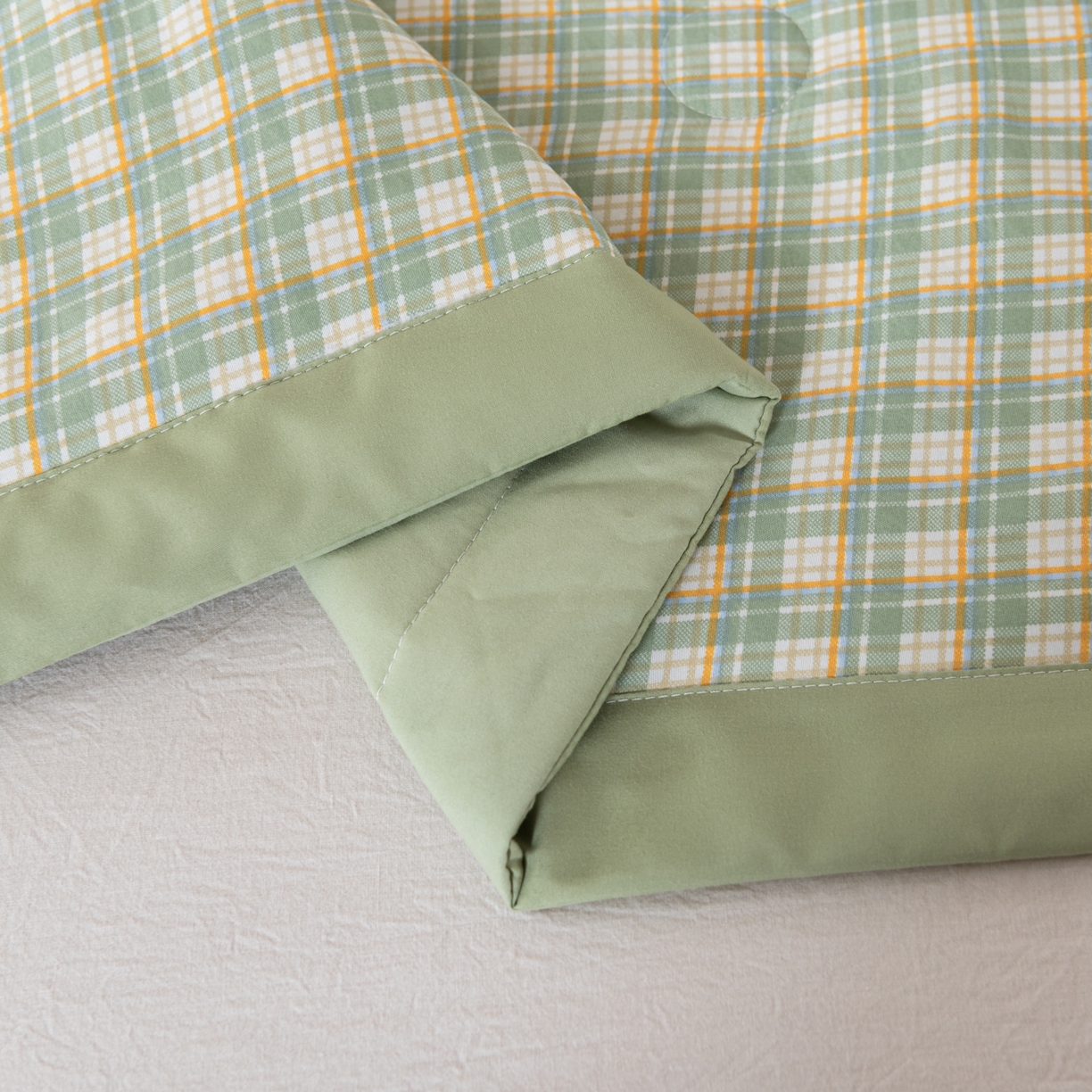 91家纺网 家纺一手货源 找家纺 佳轩家纺 2026新款色织水洗棉棉花夏被夏凉被空调被 抹茶绿