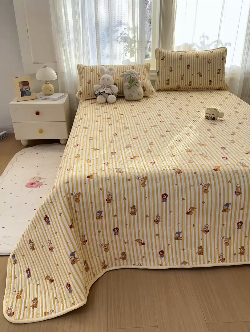 91家纺网 家纺一手货源 找家纺 （总）2026新款云感双层纱印花夹棉床盖