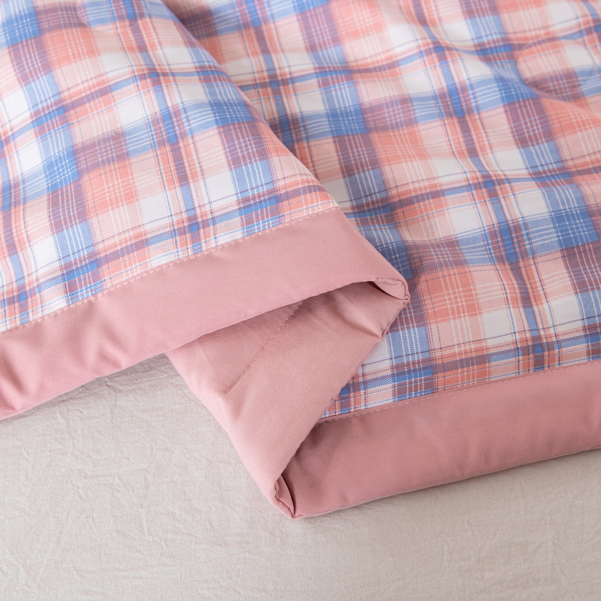 91家纺网 家纺一手货源 找家纺 佳轩家纺 2026新款色织水洗棉棉花夏被夏凉被空调被 清新格玉