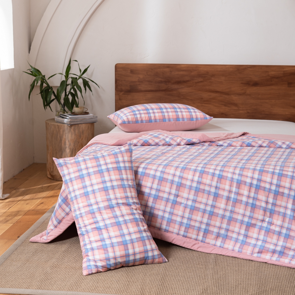 91家纺网 家纺一手货源 找家纺 佳轩家纺 2026新款色织水洗棉棉花夏被夏凉被空调被 清新格玉