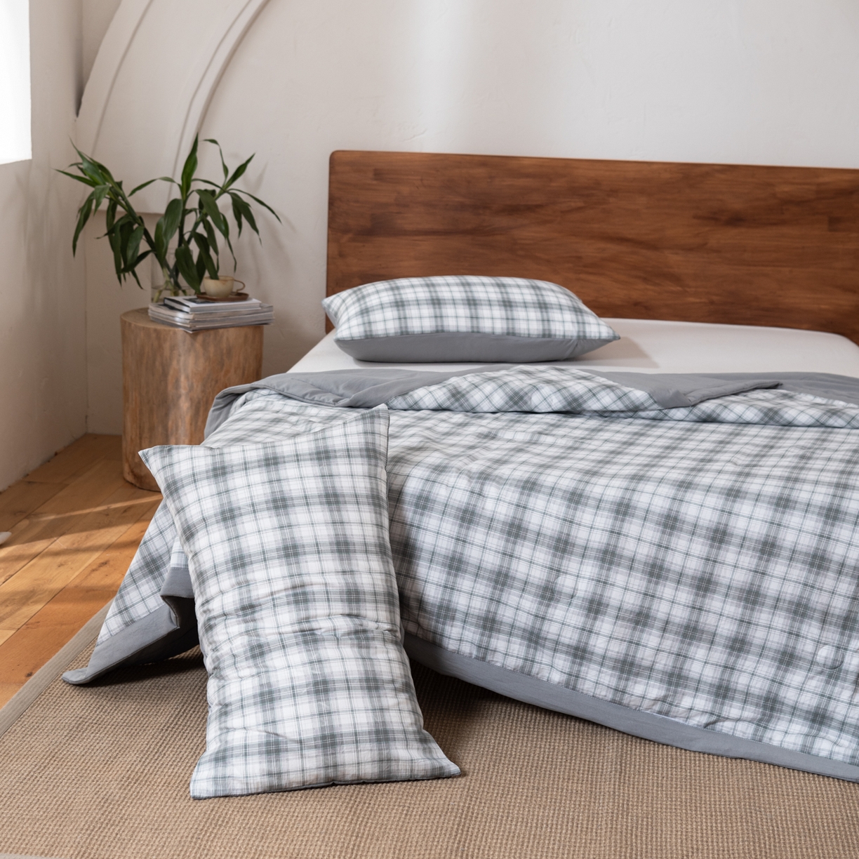 91家纺网 家纺一手货源 找家纺 佳轩家纺 2026新款色织水洗棉棉花夏被夏凉被空调被 光年灰