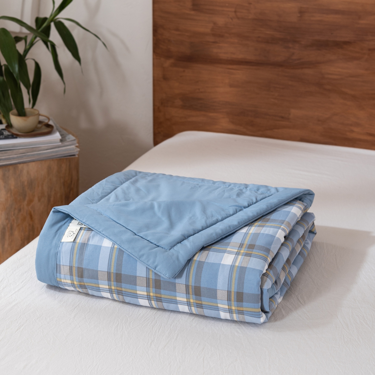 佳轩家纺 2026新款色织水洗棉棉花夏被夏凉被空调被 简兮蓝