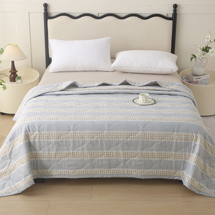 91家纺网 家纺一手货源 找家纺 被多多被业 2026新款亲肤棉夏被空调被夏凉被 时尚条纹