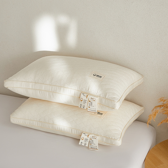 91家纺网 家纺一手货源 找家纺 浩宇家纺 2026新款枕壳枕皮棉麻枕芯枕头高回弹护颈成人家用舒适款2616 米色