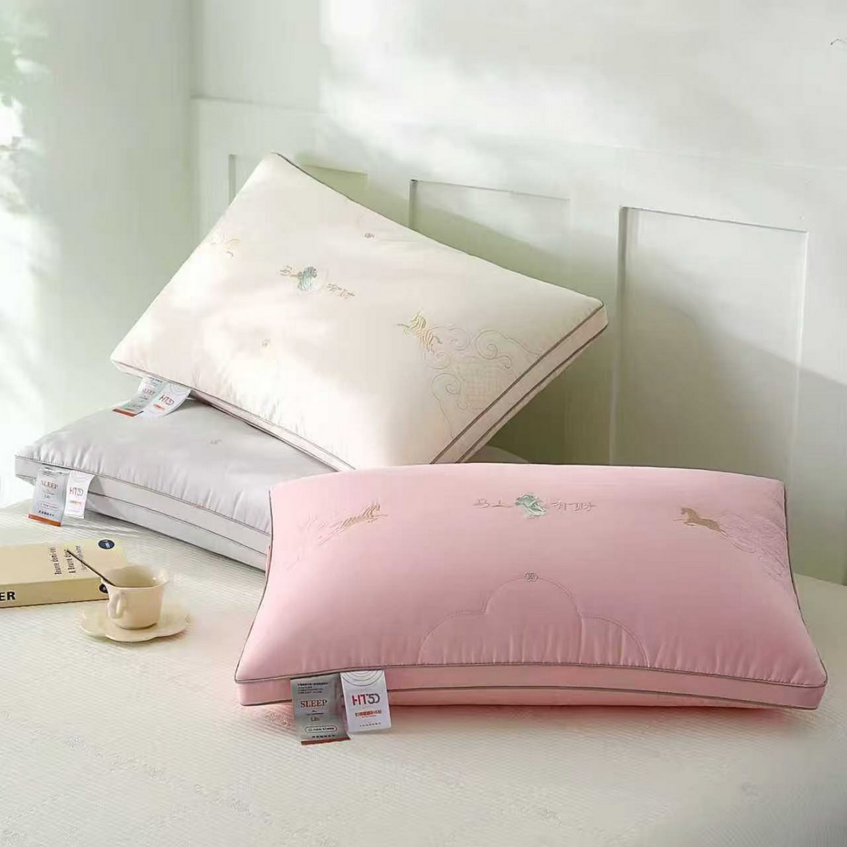 91家纺网 家纺一手货源 找家纺 （总）浩宇家纺 2026新款马上有财枕芯成人家用刺绣枕头枕壳枕皮舒适蓬松款加厚150克锦棉262