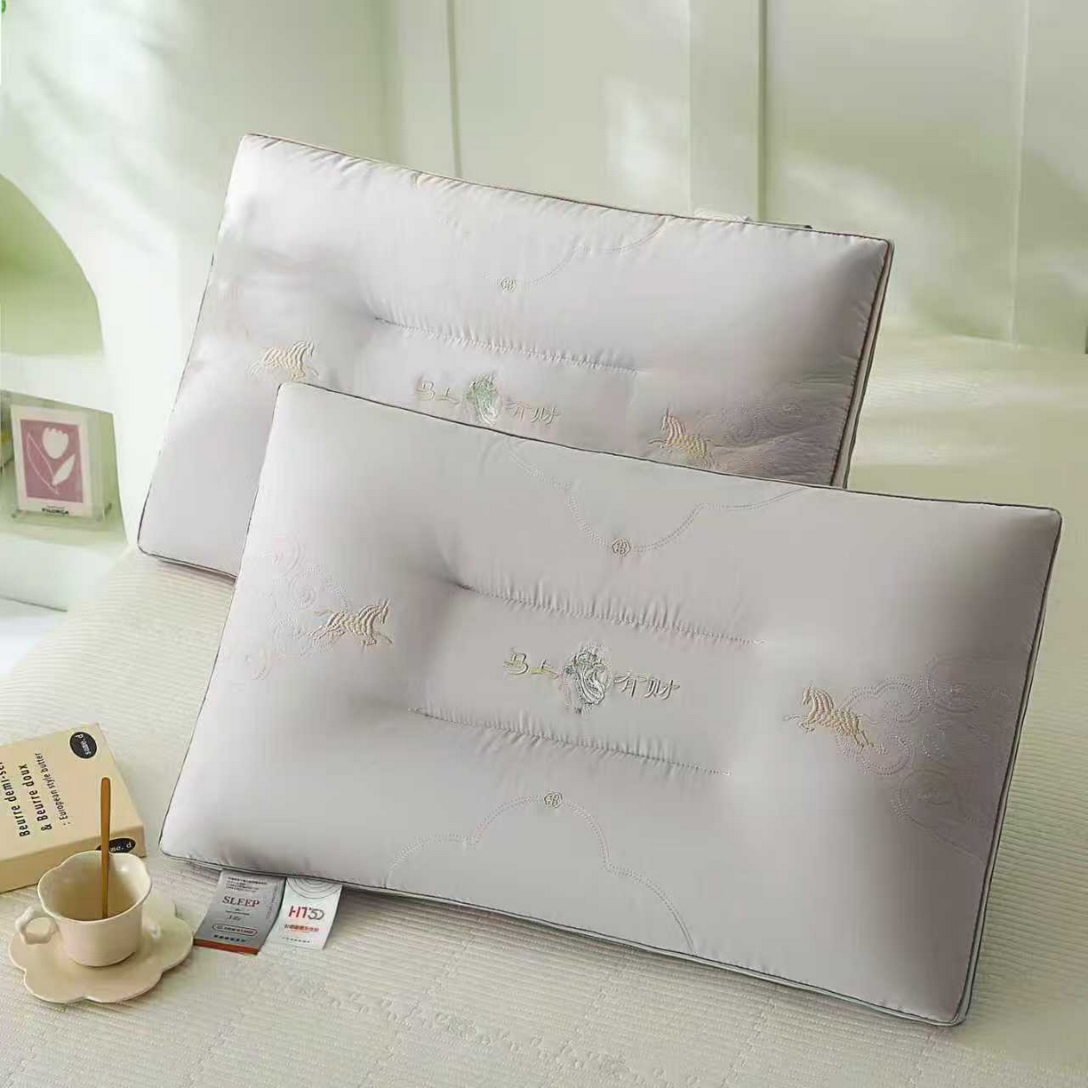 91家纺网 家纺一手货源 找家纺 （总）浩宇家纺 2026新款新款马上有财枕芯成人家用刺绣枕头枕壳枕皮舒适定型款加厚150克锦棉2