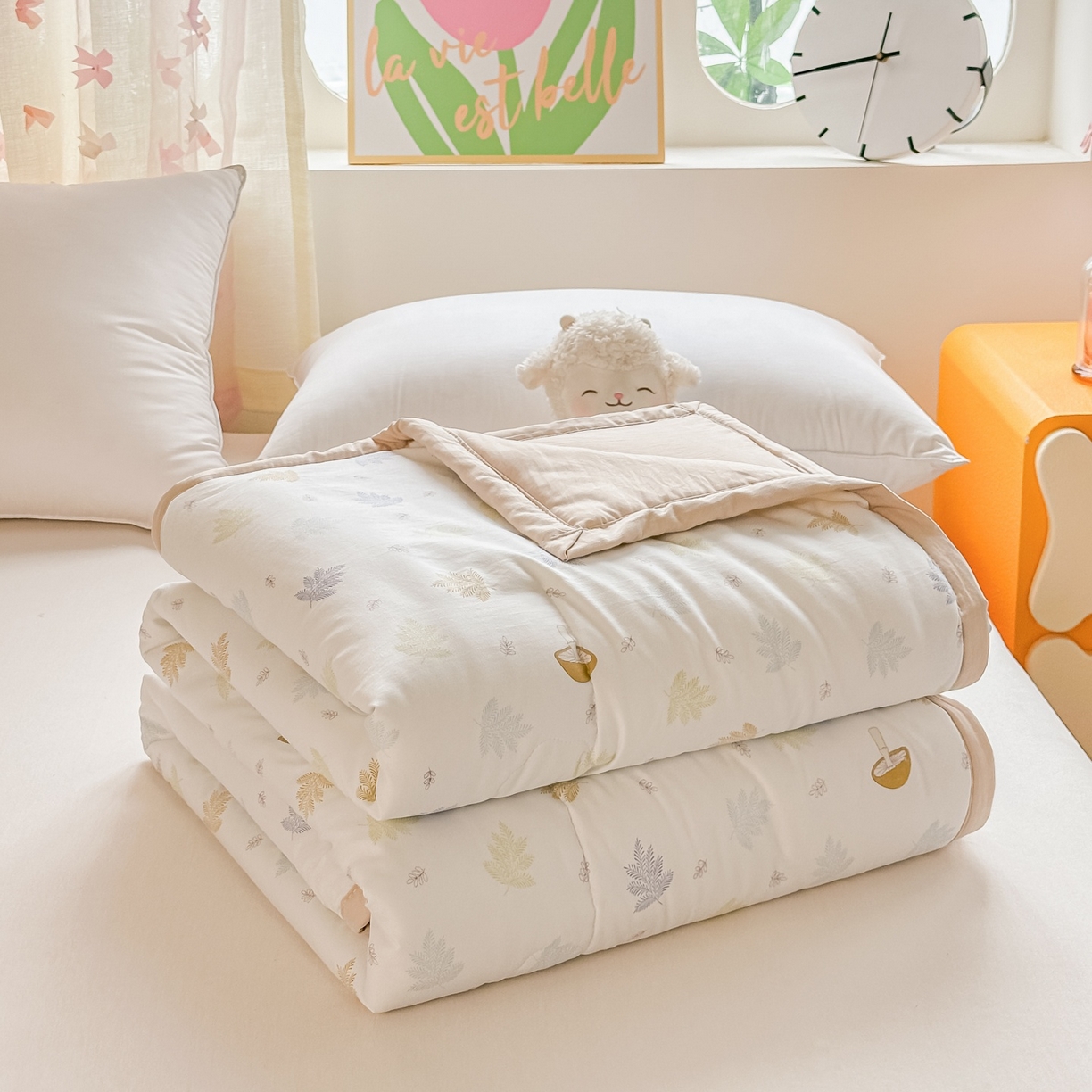 91家纺网 家纺一手货源 找家纺 爱宝被业 2026新款A类水洗棉新疆棉花夏被夏凉被 叶知秋