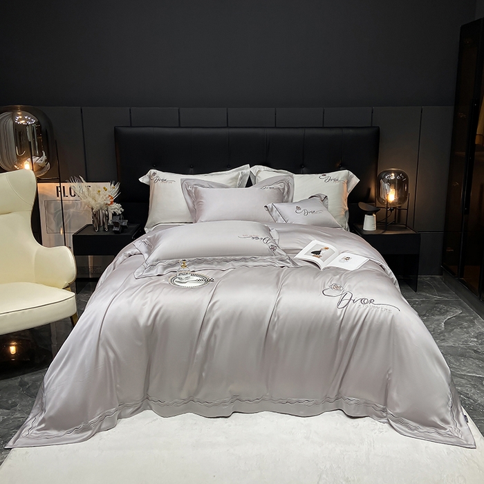 91家纺网 家纺一手货源 找家纺 家居1号家纺 2026新款60支LF级奥地利兰精天丝四件套-迪莉尔 迪莉尔-绅士灰