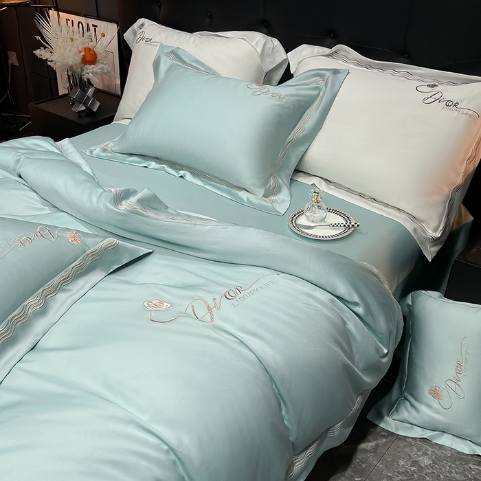 91家纺网 家纺一手货源 找家纺 家居1号家纺 2026新款60支LF级奥地利兰精天丝四件套-迪莉尔 迪莉尔-薄荷绿