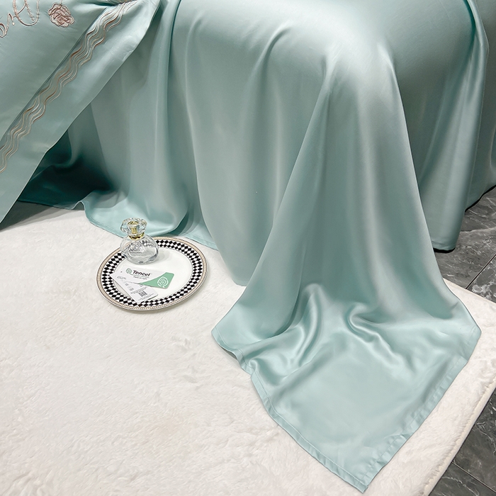 91家纺网 家纺一手货源 找家纺 家居1号家纺 2026新款60支LF级奥地利兰精天丝四件套-迪莉尔 迪莉尔-薄荷绿