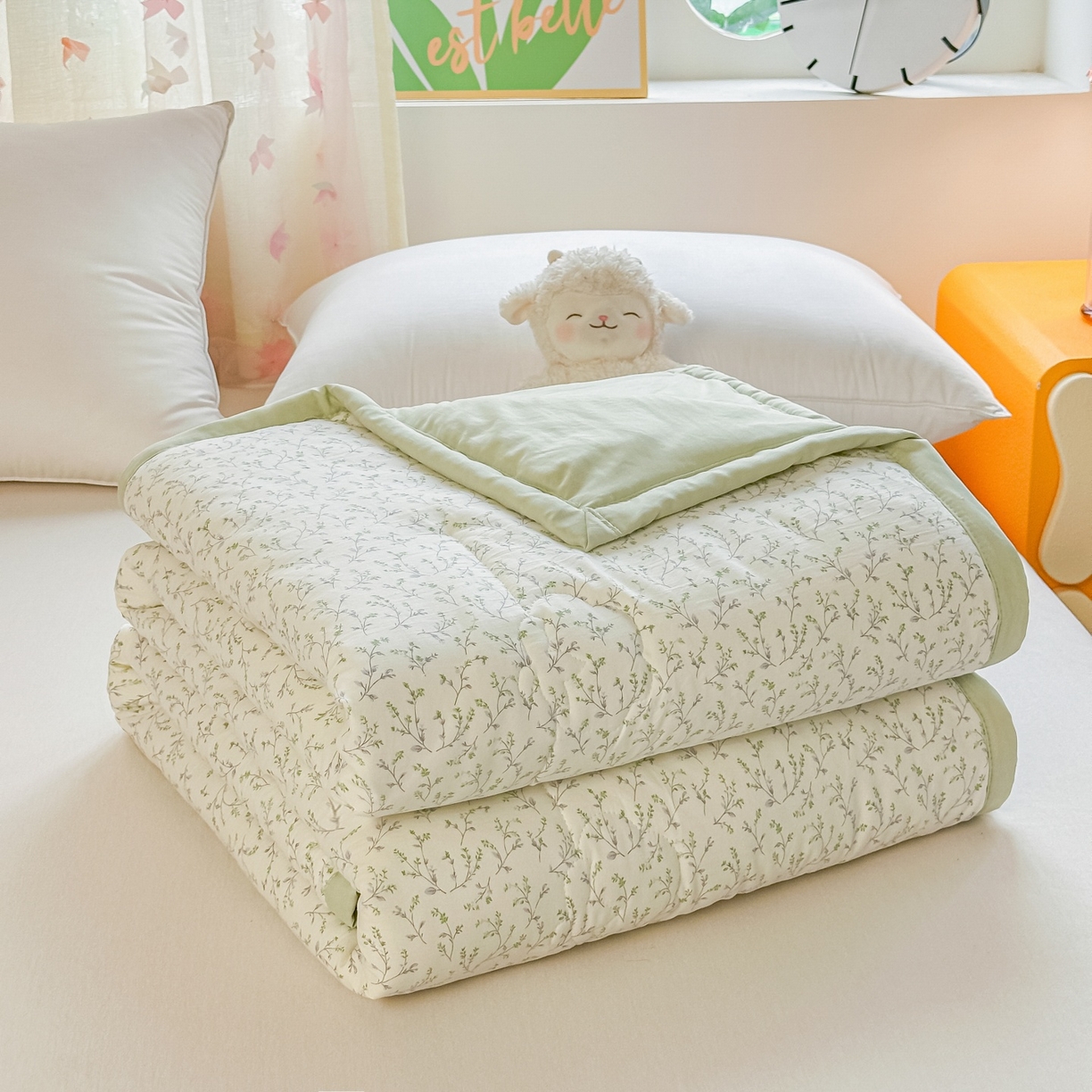 91家纺网 家纺一手货源 找家纺 爱宝被业 2026新款A类水洗棉新疆棉花夏被夏凉被 春风拂面