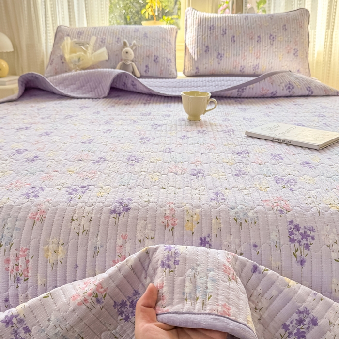 91家纺网 家纺一手货源 找家纺 （总）2026新款云感双层纱印花夹棉床盖