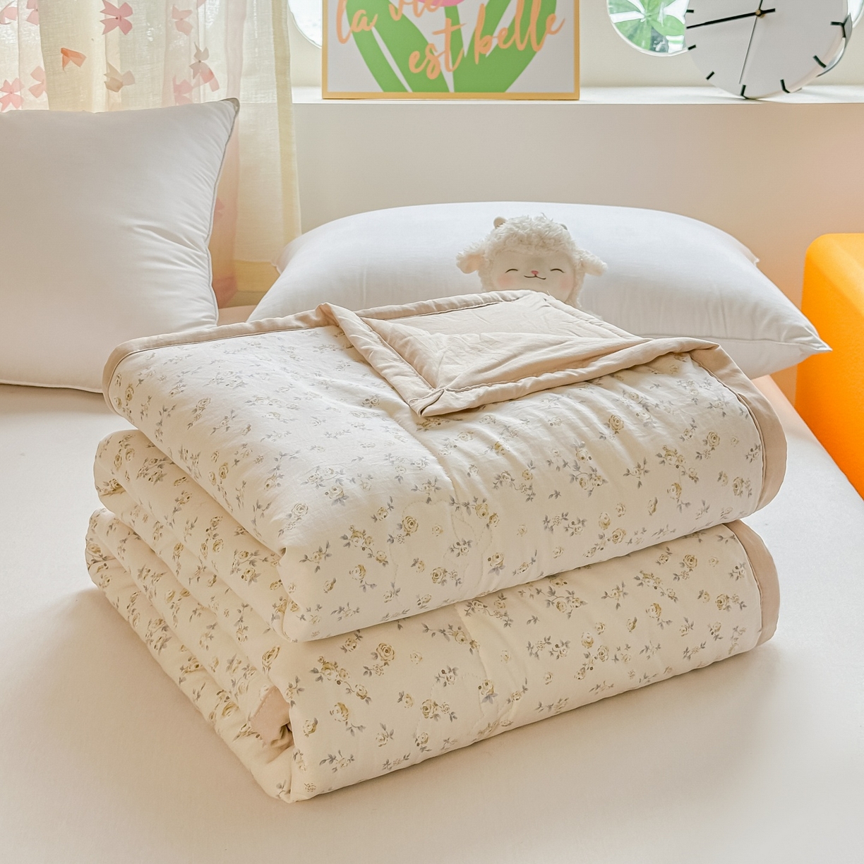 91家纺网 家纺一手货源 找家纺 爱宝被业 2026新款A类水洗棉新疆棉花夏被夏凉被 艾薇