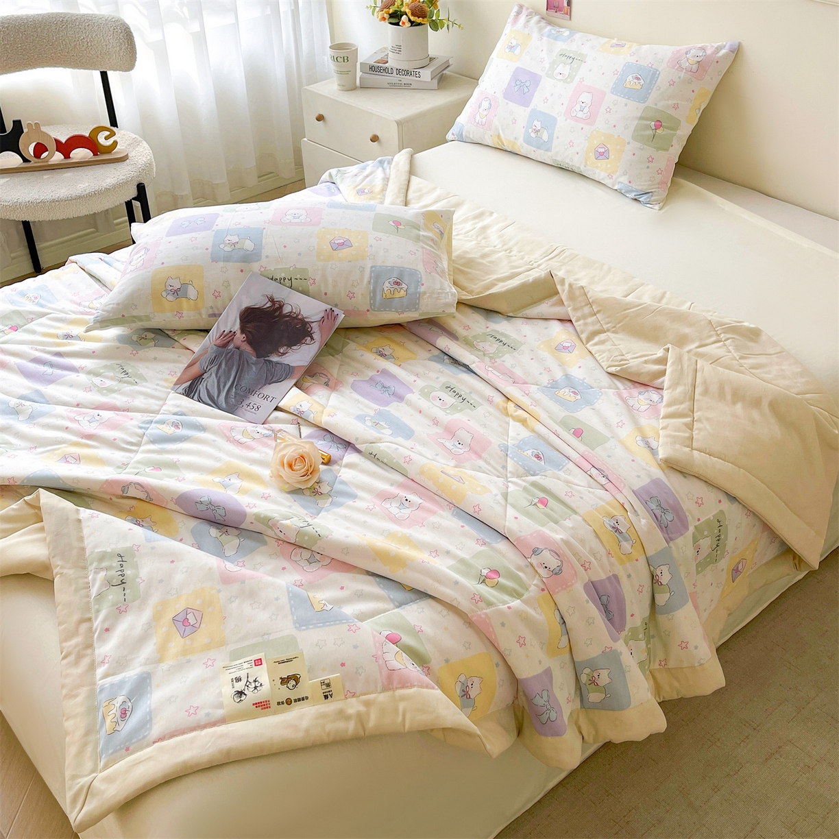 91家纺网 家纺一手货源 找家纺 （总）仁凯家纺 2026新款A类里外全棉新疆棉花夏被四件套 被子被芯