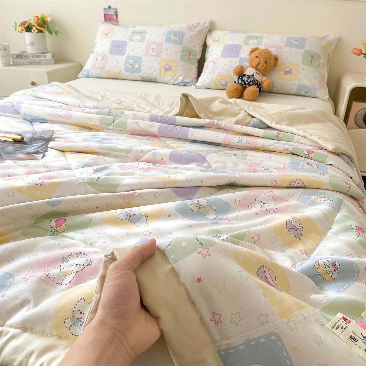 91家纺网 家纺一手货源 找家纺 仁凯家纺 2026新款A类里外全棉新疆棉花夏被四件套 被子被芯 软萌星眠