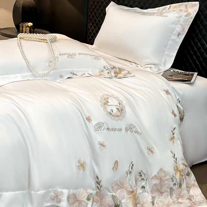 91家纺网 家纺一手货源 找家纺 家居1号家纺 2026新款60支LF级奥地利兰精天丝四件套-倾城之恋 倾城之恋-白雪