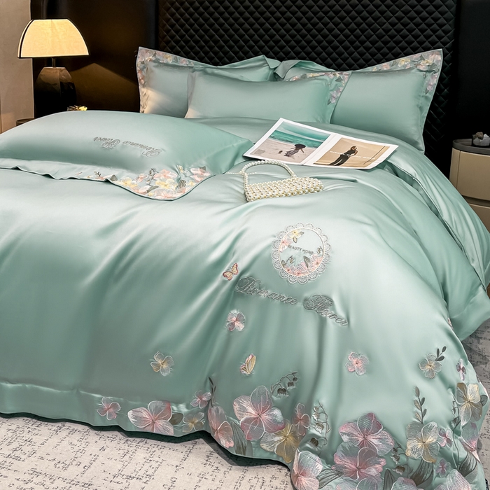 91家纺网 家纺一手货源 找家纺 家居1号家纺 2026新款60支LF级奥地利兰精天丝四件套-倾城之恋 倾城之恋-薄荷绿