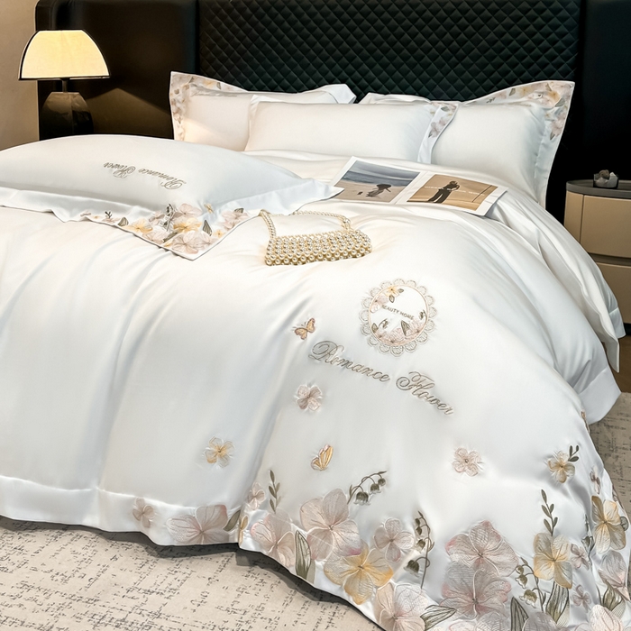 91家纺网 家纺一手货源 找家纺 家居1号家纺 2026新款60支LF级奥地利兰精天丝四件套-倾城之恋 倾城之恋-白雪