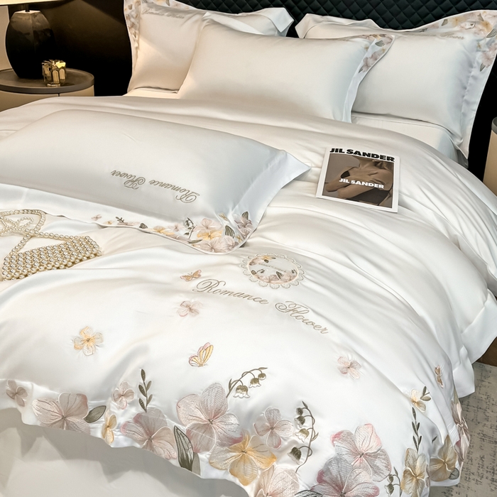 91家纺网 家纺一手货源 找家纺 家居1号家纺 2026新款60支LF级奥地利兰精天丝四件套-倾城之恋 倾城之恋-白雪