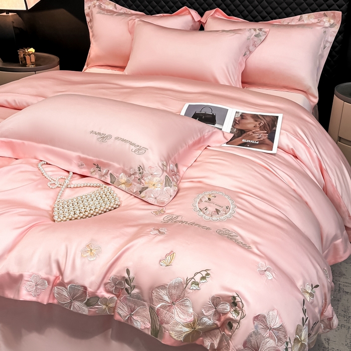 91家纺网 家纺一手货源 找家纺 家居1号家纺 2026新款60支LF级奥地利兰精天丝四件套-倾城之恋 倾城之恋-荷粉