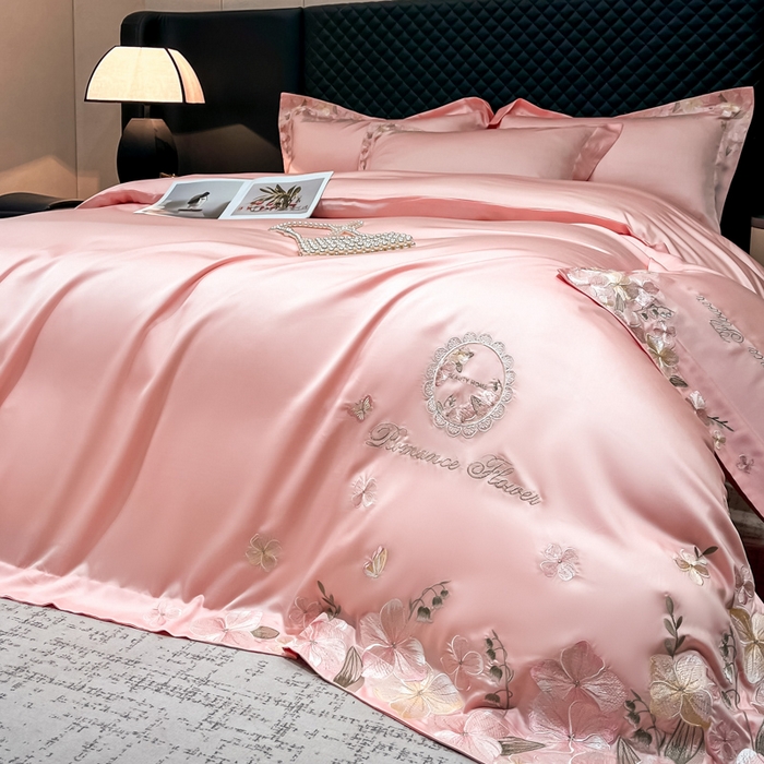 91家纺网 家纺一手货源 找家纺 家居1号家纺 2026新款60支LF级奥地利兰精天丝四件套-倾城之恋 倾城之恋-荷粉