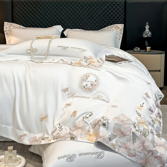 91家纺网 家纺一手货源 找家纺 家居1号家纺 2026新款60支LF级奥地利兰精天丝四件套-倾城之恋 倾城之恋-白雪