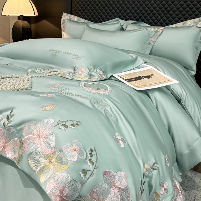 91家纺网 家纺一手货源 找家纺 家居1号家纺 2026新款60支LF级奥地利兰精天丝四件套-倾城之恋 倾城之恋-薄荷绿