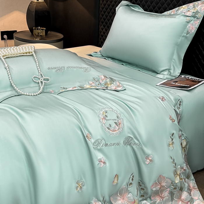 91家纺网 家纺一手货源 找家纺 家居1号家纺 2026新款60支LF级奥地利兰精天丝四件套-倾城之恋 倾城之恋-薄荷绿