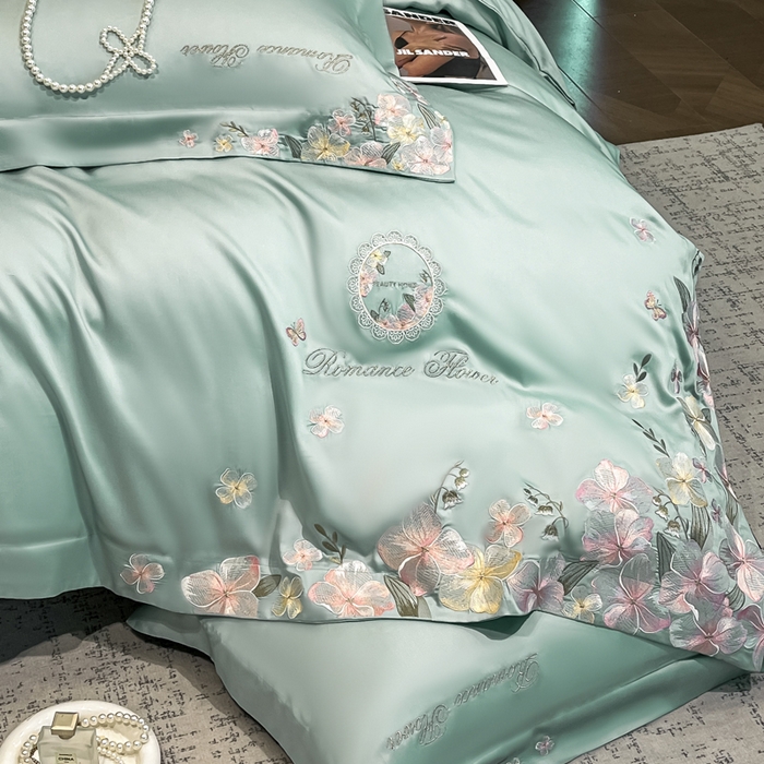 91家纺网 家纺一手货源 找家纺 家居1号家纺 2026新款60支LF级奥地利兰精天丝四件套-倾城之恋 倾城之恋-薄荷绿