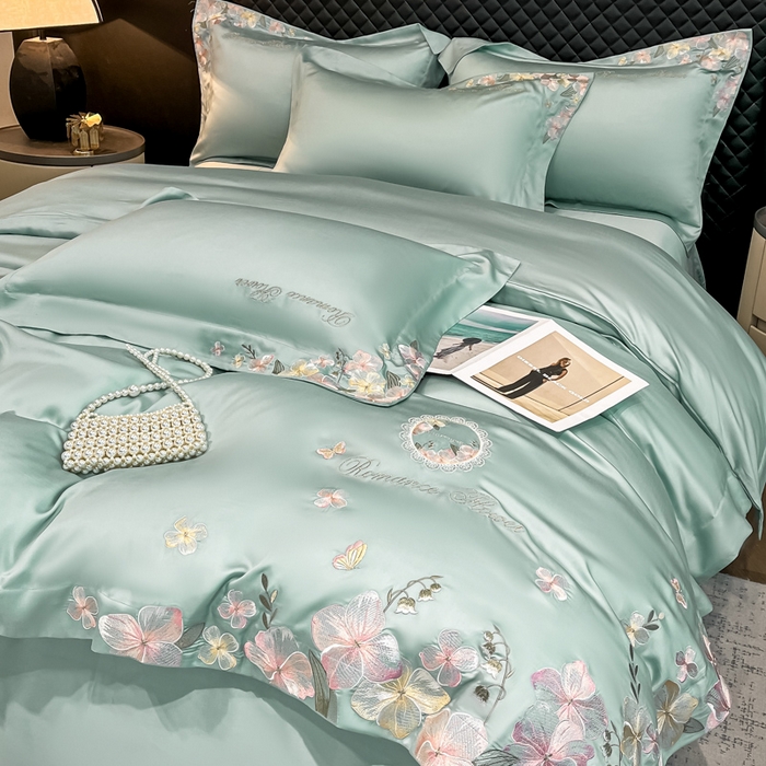 91家纺网 家纺一手货源 找家纺 家居1号家纺 2026新款60支LF级奥地利兰精天丝四件套-倾城之恋 倾城之恋-薄荷绿