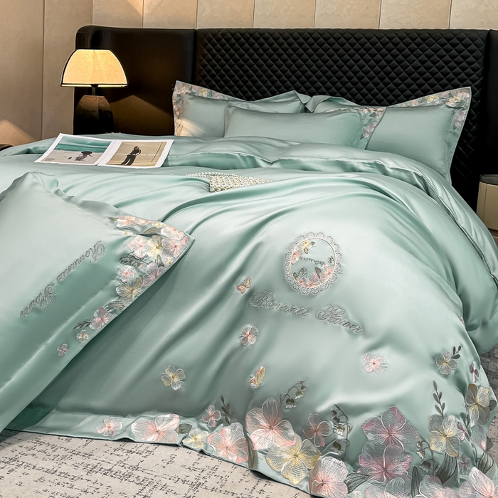 91家纺网 家纺一手货源 找家纺 家居1号家纺 2026新款60支LF级奥地利兰精天丝四件套-倾城之恋 倾城之恋-薄荷绿