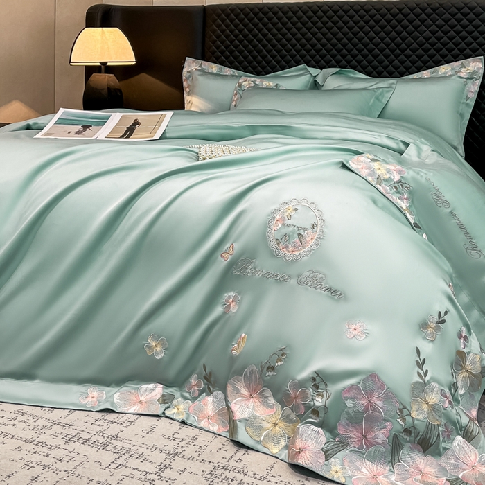 91家纺网 家纺一手货源 找家纺 家居1号家纺 2026新款60支LF级奥地利兰精天丝四件套-倾城之恋 倾城之恋-薄荷绿