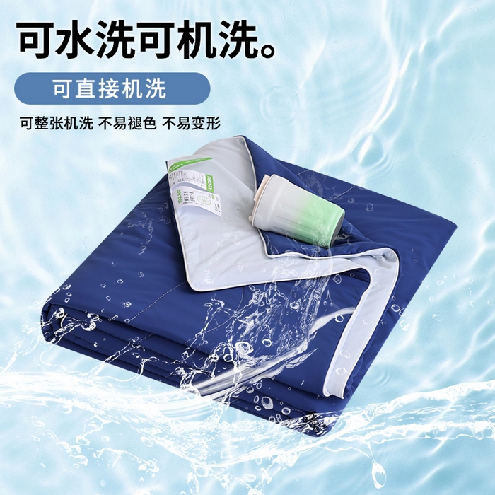 91家纺网 家纺一手货源 找家纺 憨豆家纺 2026春夏新款凉感丝A类锦氨（170克）55大豆抗菌夏被夏凉被空调被（配礼盒） 藏青+雾凇蓝