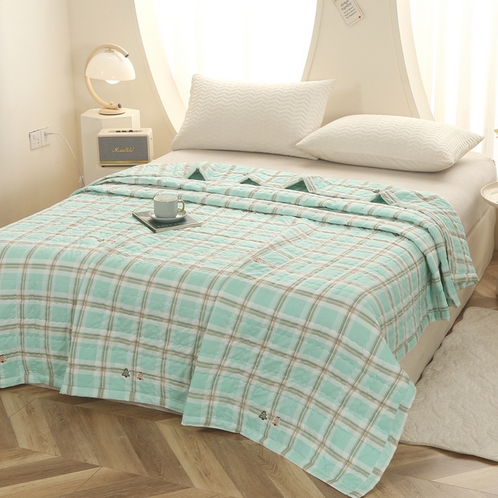 被多多被业 2026新款亲肤棉绗绣夏被空调被夏凉被 兰茵