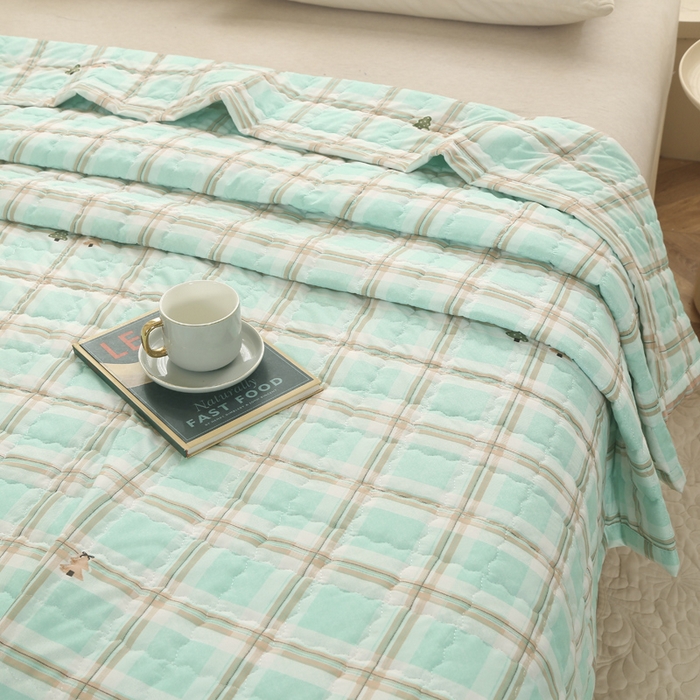 91家纺网 家纺一手货源 找家纺 被多多被业 2026新款亲肤棉绗绣夏被空调被夏凉被 兰茵