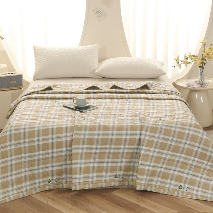 91家纺网 家纺一手货源 找家纺 被多多被业 2026新款亲肤棉绗绣夏被空调被夏凉被 兰茵-咖