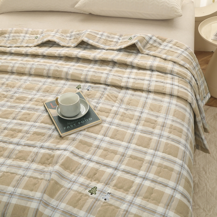 91家纺网 家纺一手货源 找家纺 被多多被业 2026新款亲肤棉绗绣夏被空调被夏凉被 兰茵-咖