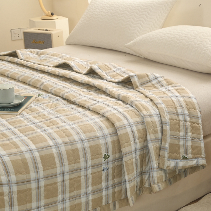 91家纺网 家纺一手货源 找家纺 被多多被业 2026新款亲肤棉绗绣夏被空调被夏凉被 兰茵-咖