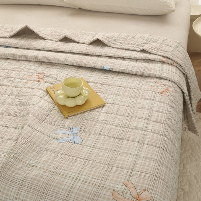 91家纺网 家纺一手货源 找家纺 被多多被业 2026新款亲肤棉绗绣夏被空调被夏凉被 慢生活