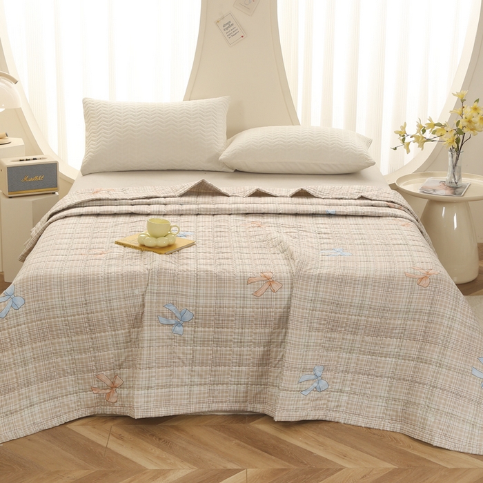 91家纺网 家纺一手货源 找家纺 被多多被业 2026新款亲肤棉绗绣夏被空调被夏凉被 慢生活