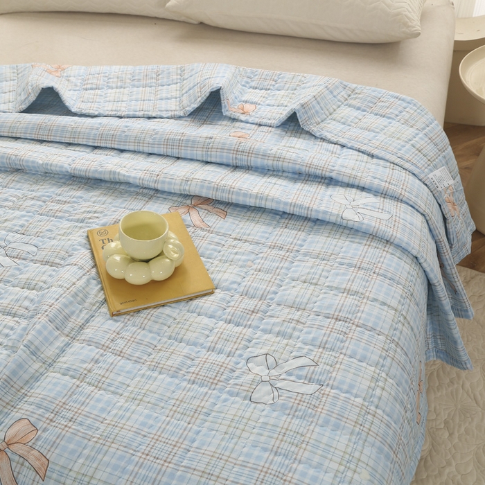 91家纺网 家纺一手货源 找家纺 被多多被业 2026新款亲肤棉绗绣夏被空调被夏凉被 慢生活-兰