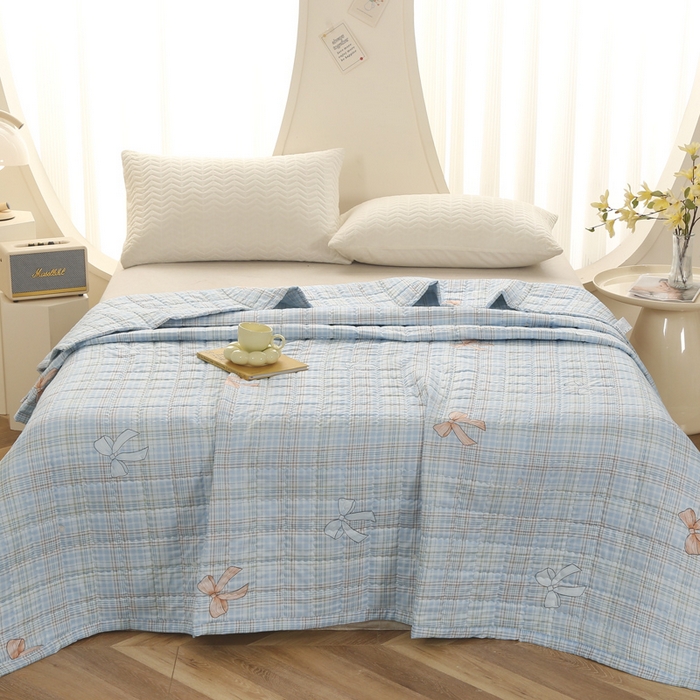 91家纺网 家纺一手货源 找家纺 被多多被业 2026新款亲肤棉绗绣夏被空调被夏凉被 慢生活-兰