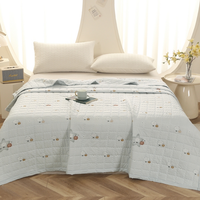 91家纺网 家纺一手货源 找家纺 被多多被业 2026新款亲肤棉绗绣夏被空调被夏凉被 魔法花园