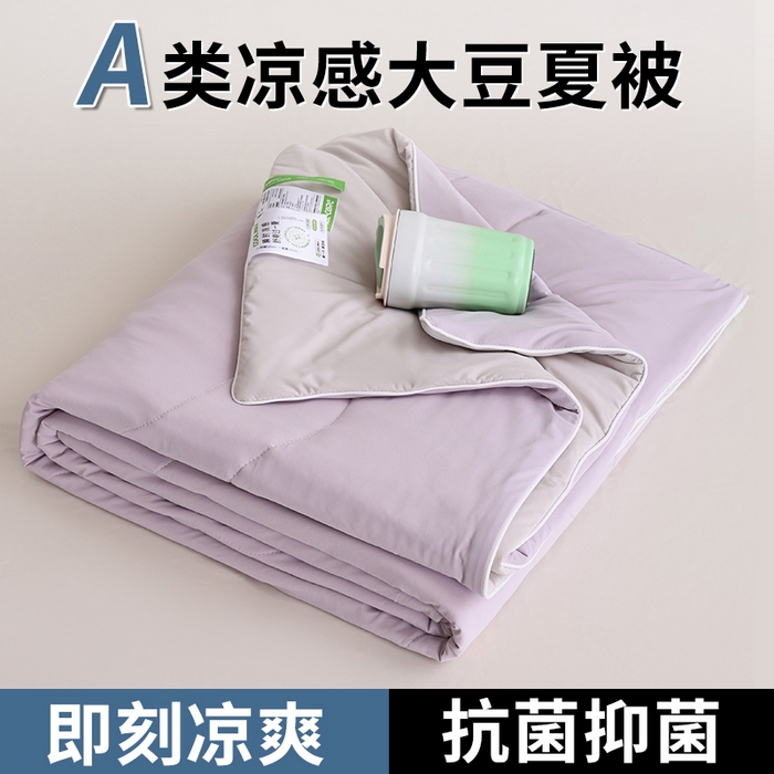 91家纺网 家纺一手货源 找家纺 （总）憨豆家纺 2026春夏新款凉感丝A类锦氨（170克）55大豆抗菌夏被夏凉被空调被（配礼盒）