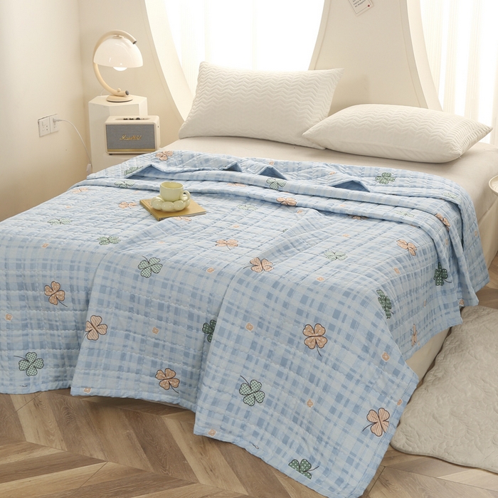 被多多被业 2026新款亲肤棉绗绣夏被空调被夏凉被 清风花影