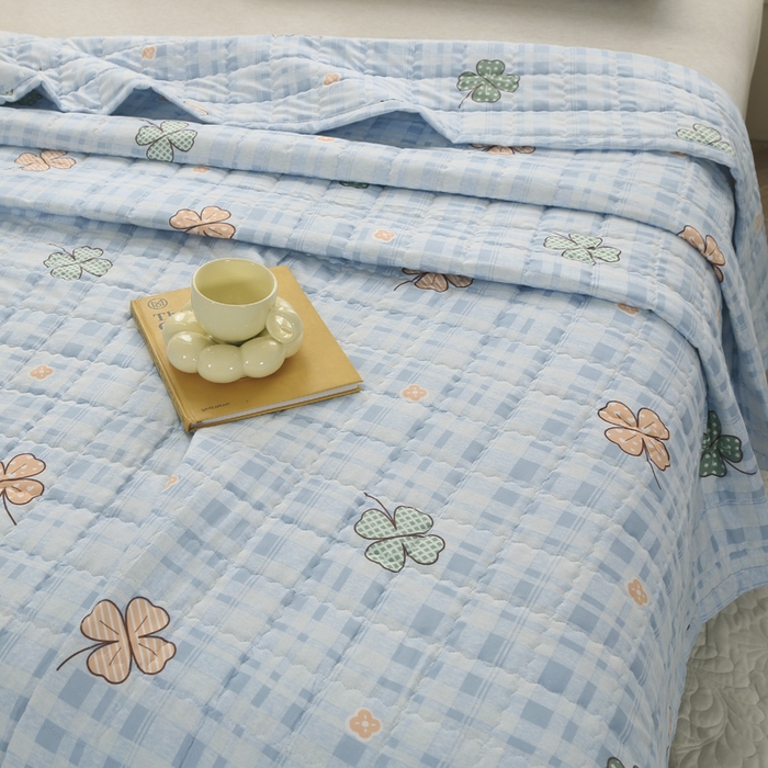 91家纺网 家纺一手货源 找家纺 被多多被业 2026新款亲肤棉绗绣夏被空调被夏凉被 清风花影