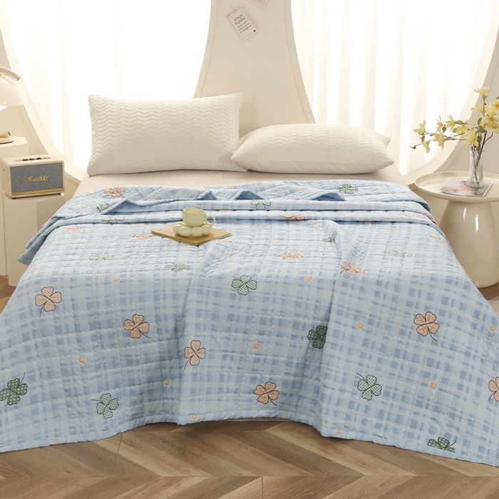 91家纺网 家纺一手货源 找家纺 被多多被业 2026新款亲肤棉绗绣夏被空调被夏凉被 清风花影