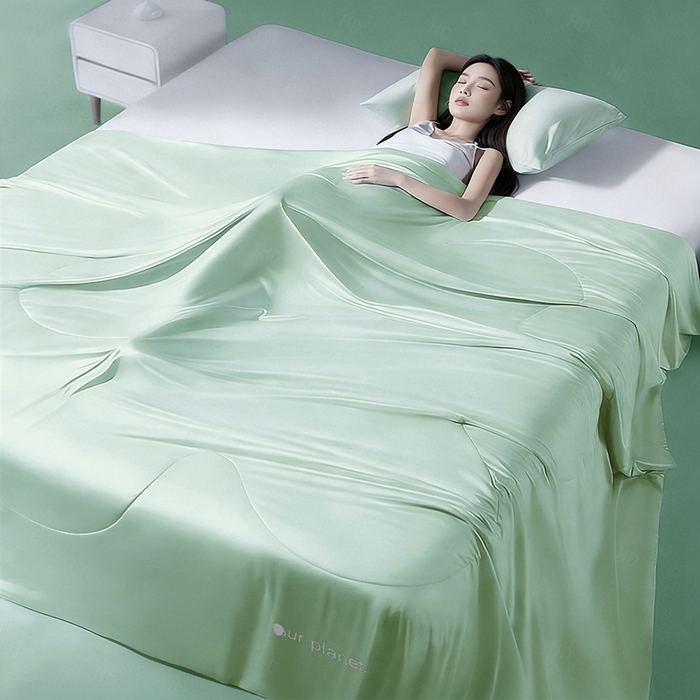 91家纺网 家纺一手货源 找家纺 （总）憨豆家纺 2026新款水洗冰丝夏被四件套星球水洗真丝夏凉被（含抗菌棉）跨境外贸床笠款空调被